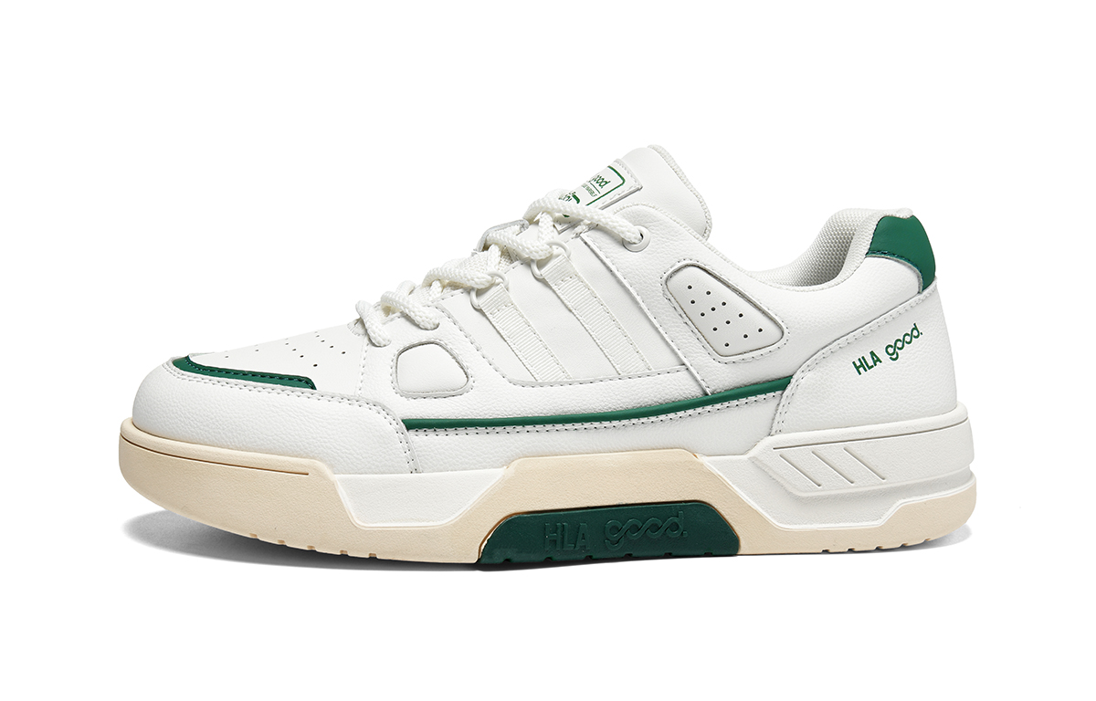 

Мужские низкие скейтбордистские кроссовки с противоскользящим и износостойким покрытием HLA, белый зеленый