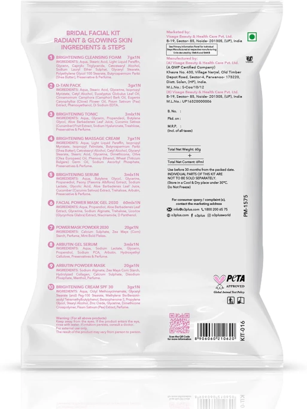 Набор для лица O3+ Bridal Facial Kit Rose 120 г — фото 2