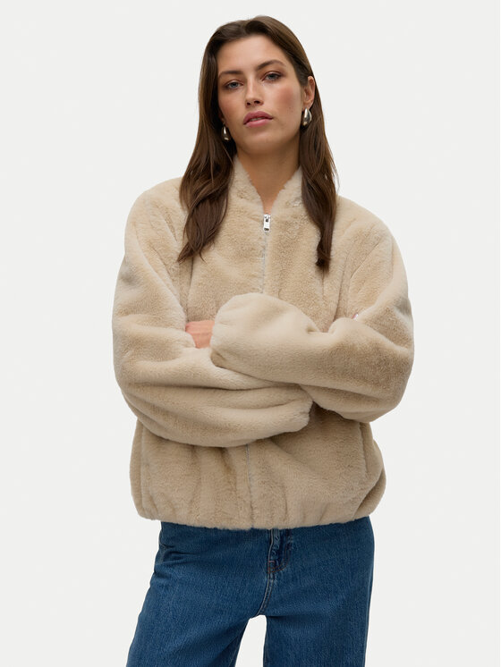 

Меховое пальто regular fit Sonjaliga 10331291 Vero Moda, бежевый