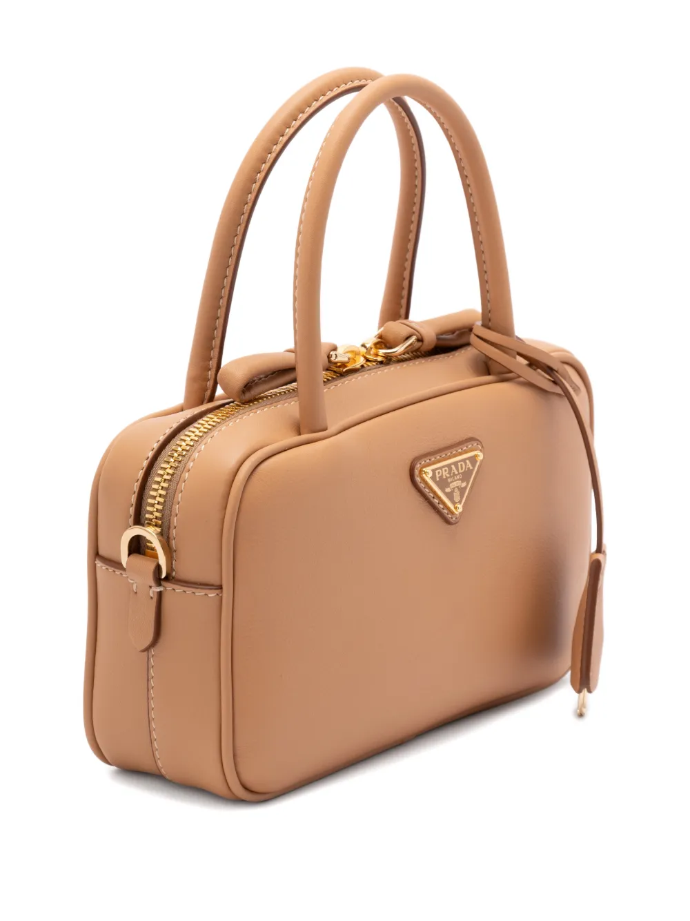 Сумка-тоут Bauletto с треугольным логотипом Prada, бежевый — фото 3