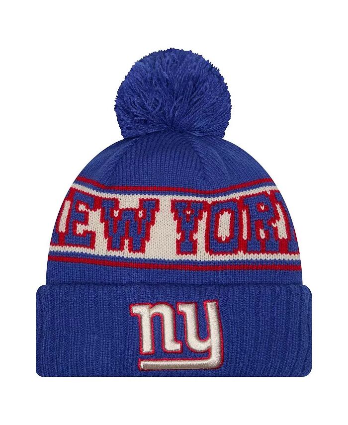 

Мужская вязаная шапка Royal New York Giants Retro с манжетами и помпоном New Era
