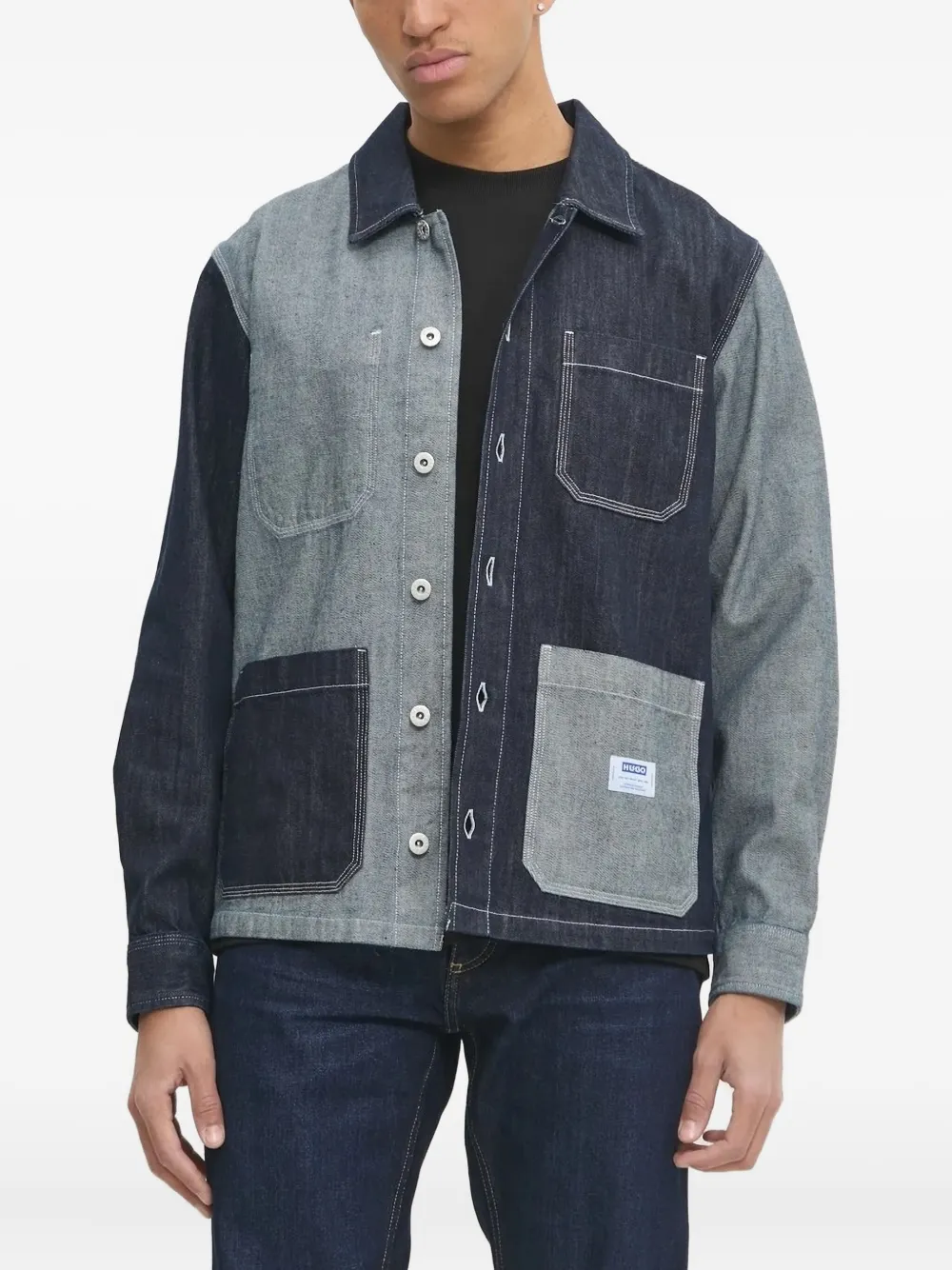 

Куртка Eberse patchwork denim shirt HUGO, синий