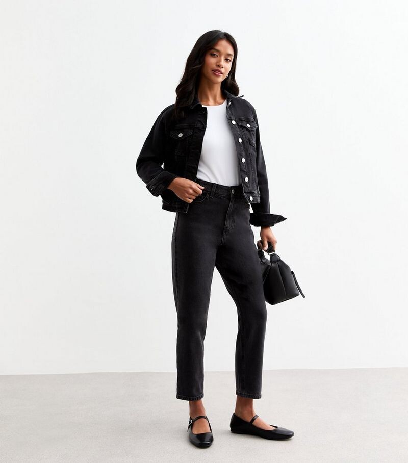 

Миниатюрные черные джинсы Tori Mom с высокой талией New Look, черный