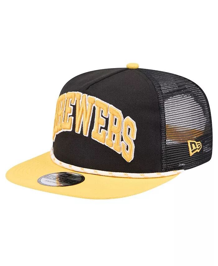 

Мужская черная кепка для гольфа Milwaukee Brewers Throwback с сеткой New Era, черный