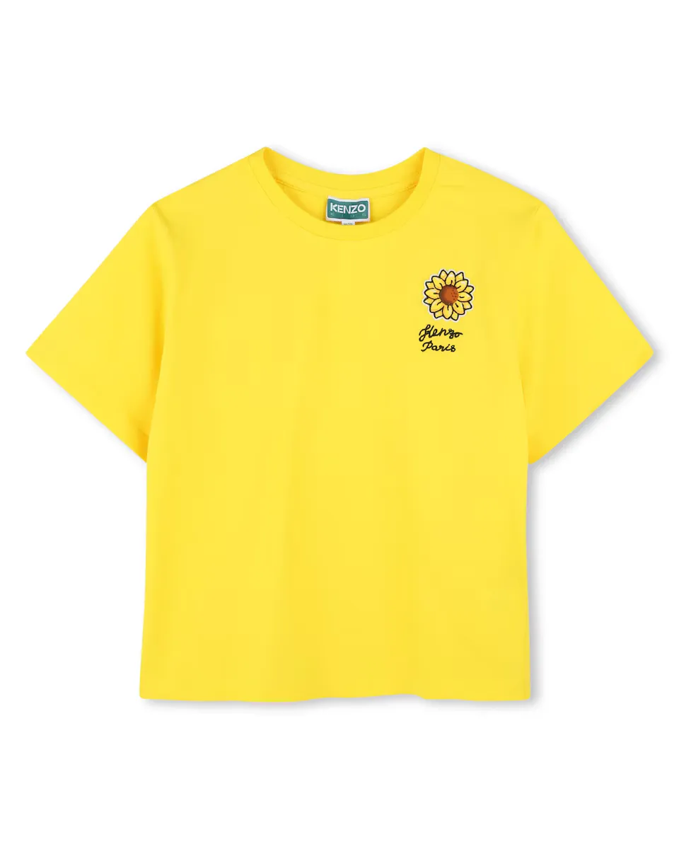 

Футболка из хлопка для девочек с коротким рукавом Kenzo Kids, жёлтый