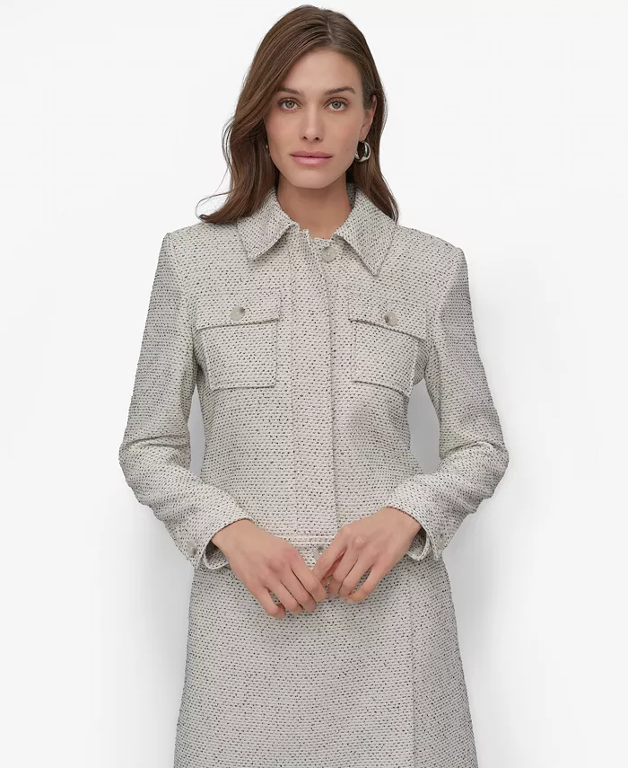 

Женская укороченная куртка на пуговицах с длинными рукавами DKNY, мультиколор