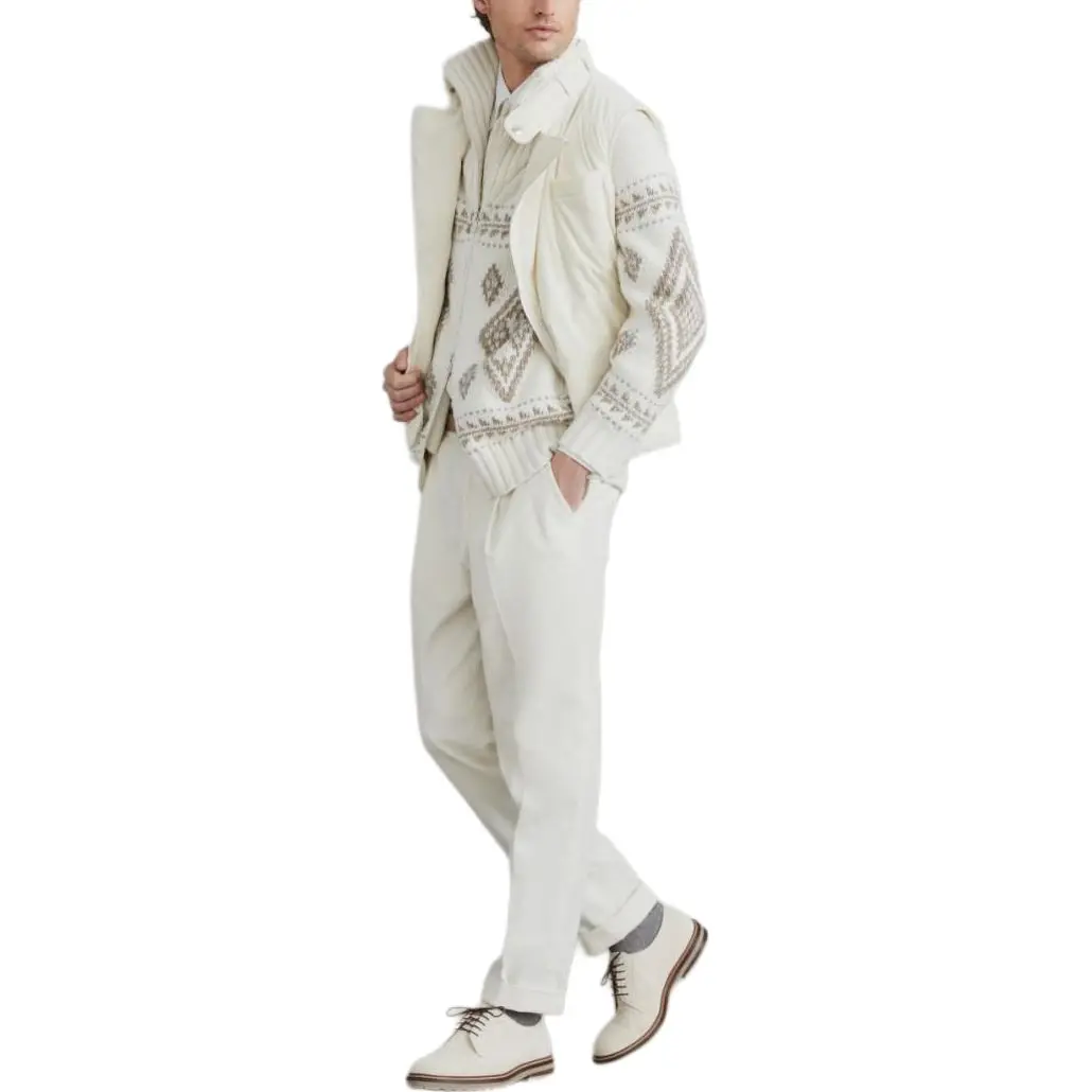 

Кардиган с высоким воротником и интарсией Brunello Cucinelli, белый