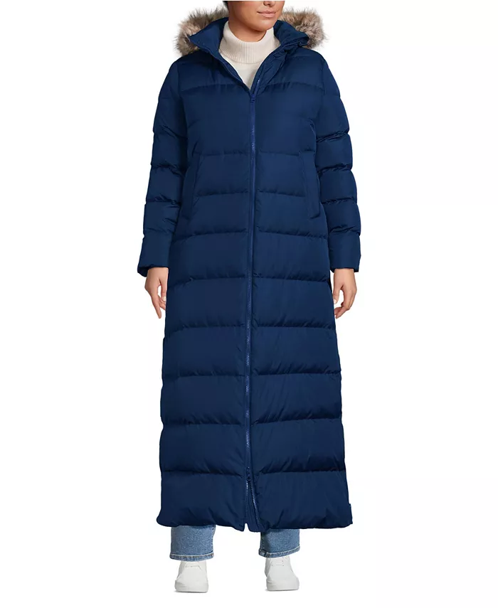 

Длинное пуховое пальто Plus Size Max 600 Lands' End, синий