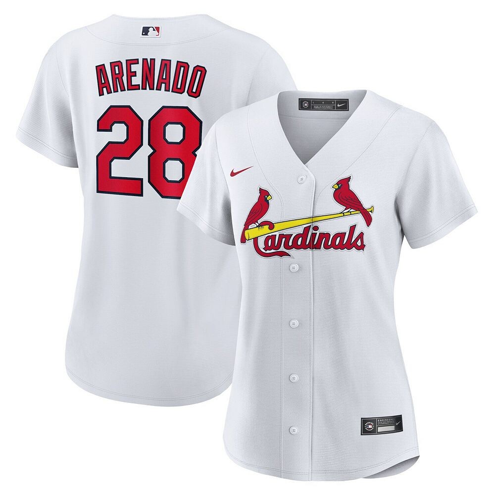 

Женская футболка Nike Nolan Arenado White St. Louis Cardinals Home Официальная копия Джерси игрока, цвет Crd White