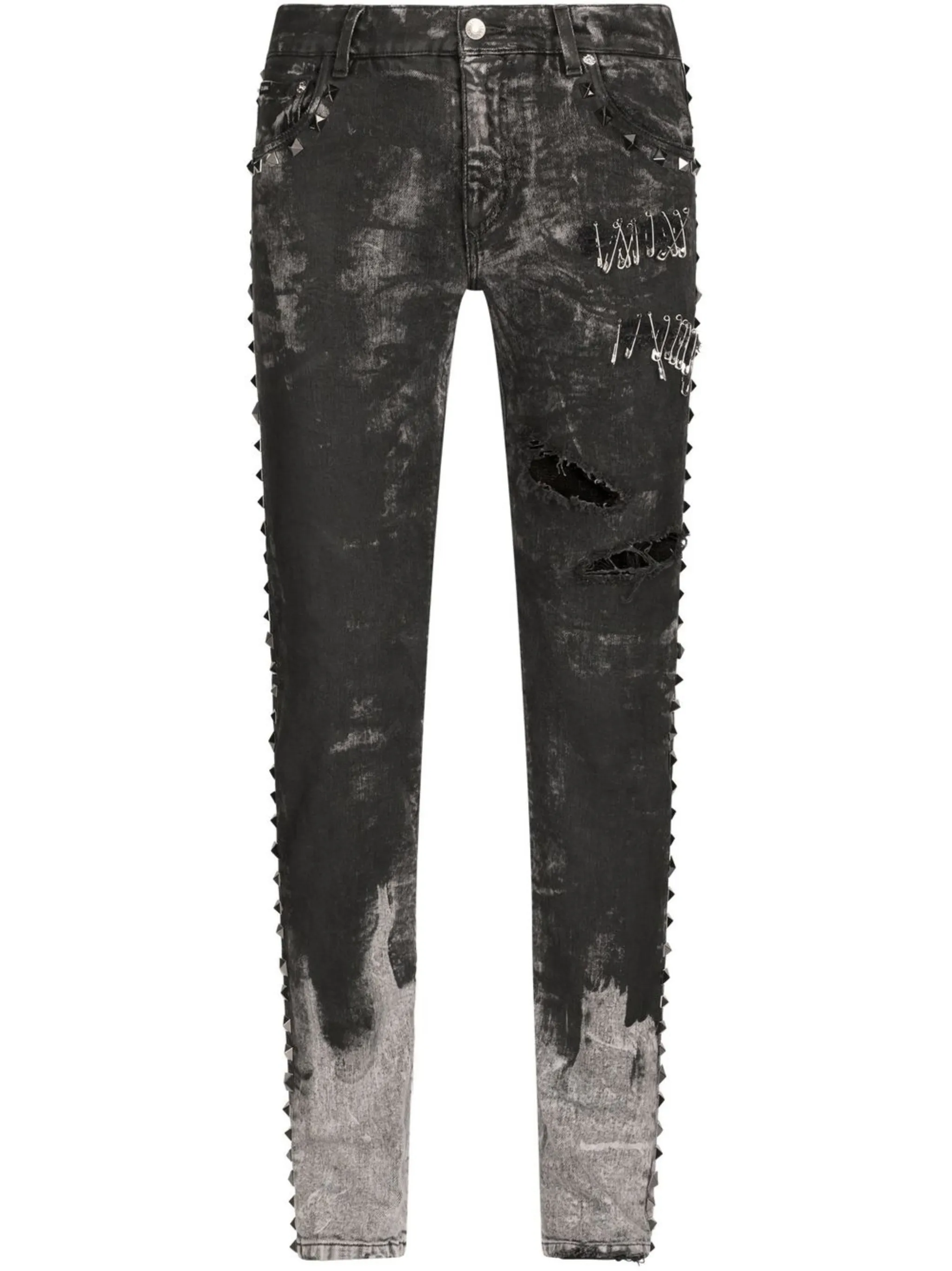 

Узкие джинсы с эффектом потертости Dolce & Gabbana, серый