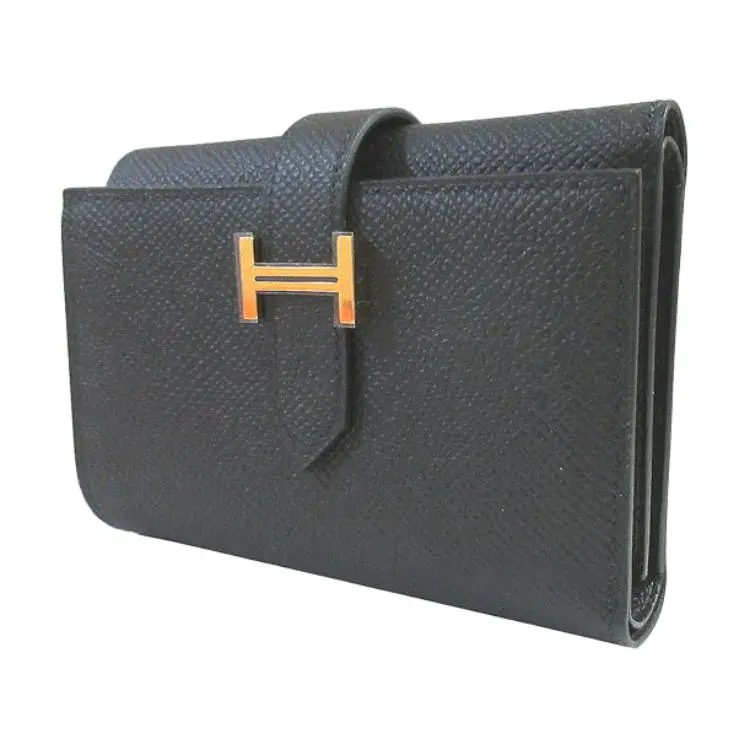 

HERMES Мужской кожаный кошелек Bearn Epsom серый туман и черный