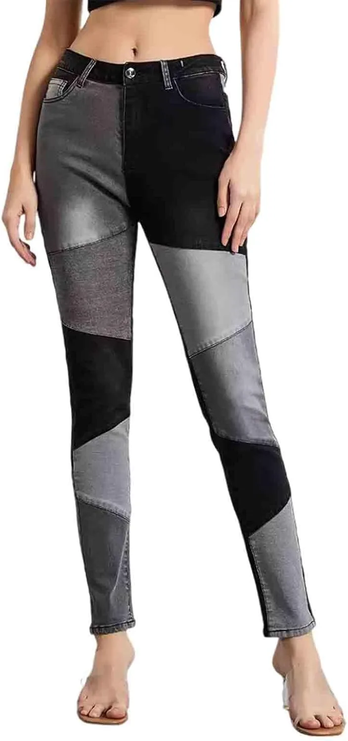 

Женские джинсы Slim fit с высокой посадкой и контрастным пэчворком CBDAO