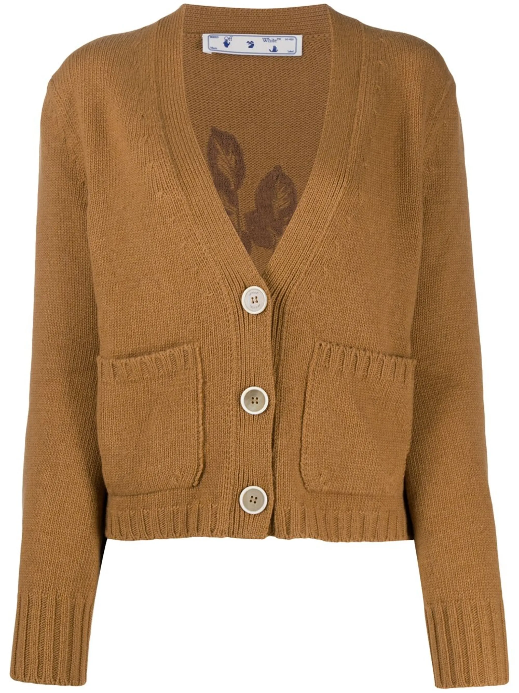 

Кардиган с V-образным вырезом и цветочной вышивкой Off-White, нейтральный