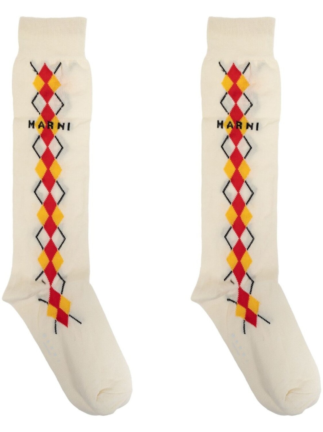 

Носки с логотипом, вязанные интарсией Marni, нейтральный цвет