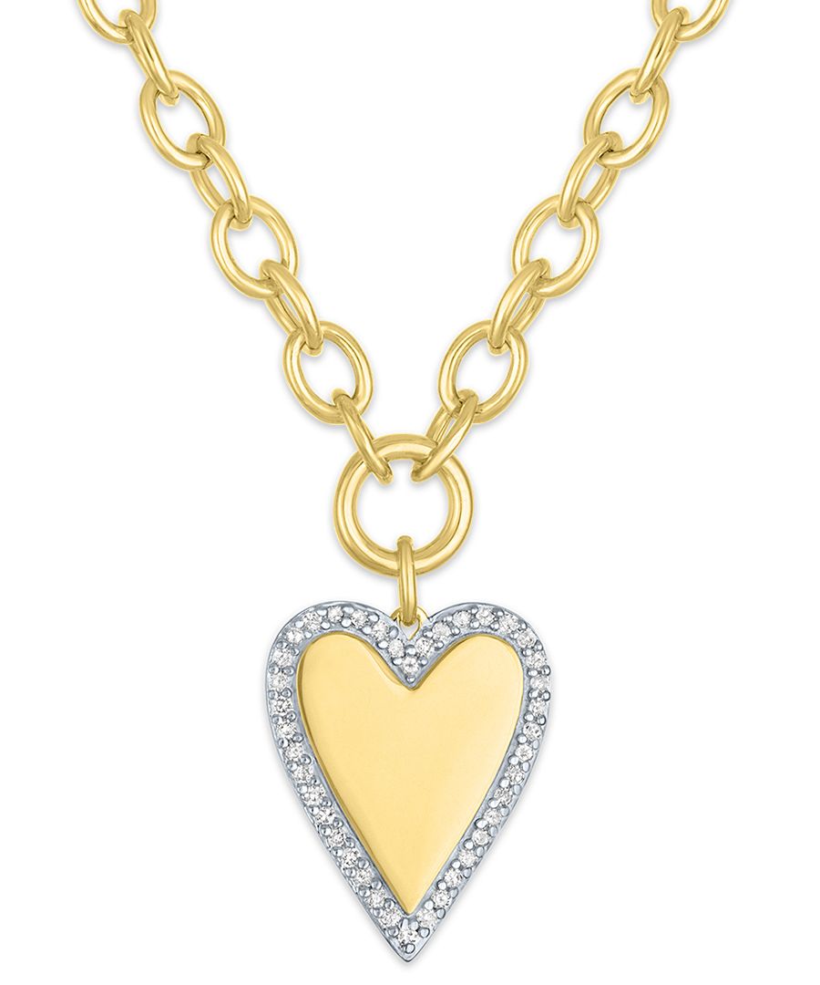 

Подвеска с бриллиантами (1/4 карата) в оправе из 14-каратного желтого золота поверх стерлингового серебра Macy's, Gold-Plated Sterling Silver