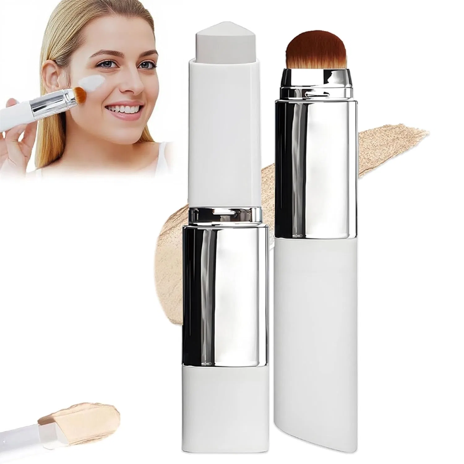 Тональный крем-стик «Blanc Cover Cream Stick V White» с изменяющимся цветом и кистью Generisch, Light Colour.