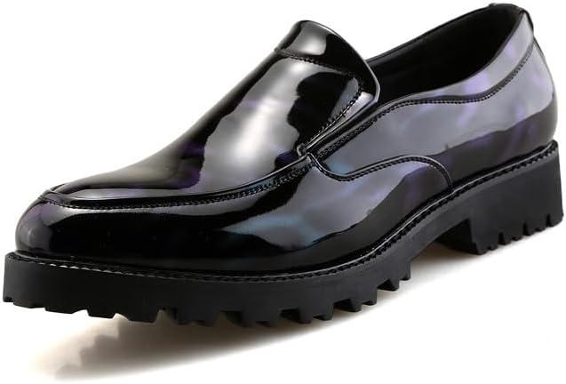 

Мужские лоферы с острым носком на высокой платформе из лакированной кожи с принтом, модный массивный каблук, рифленая подошва, нескользящие, с плотной амортизацией, удобные, на ноге, для вечеринок, работы и свадеб Uzujbaa, зеленый