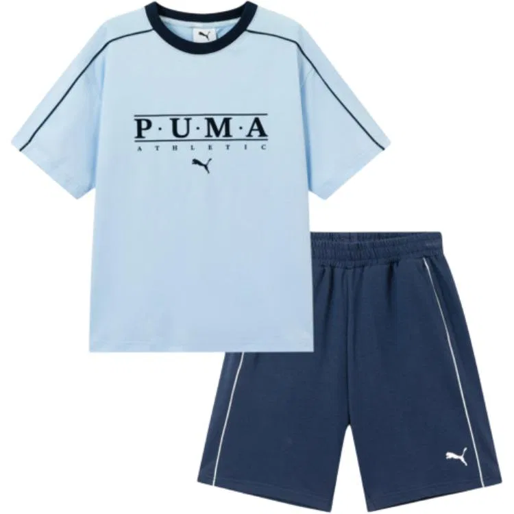 Детская повседневная спортивная футболка с круглым вырезом PUMA, Blue Tone 00388