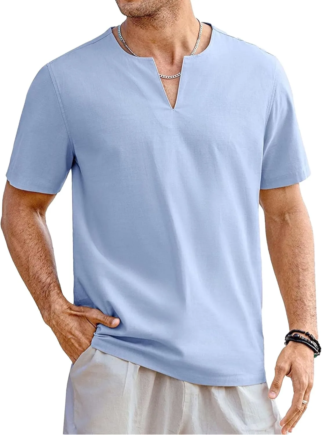 

Мужская футболка с v-образным вырезом, casual, короткий рукав Aosufei