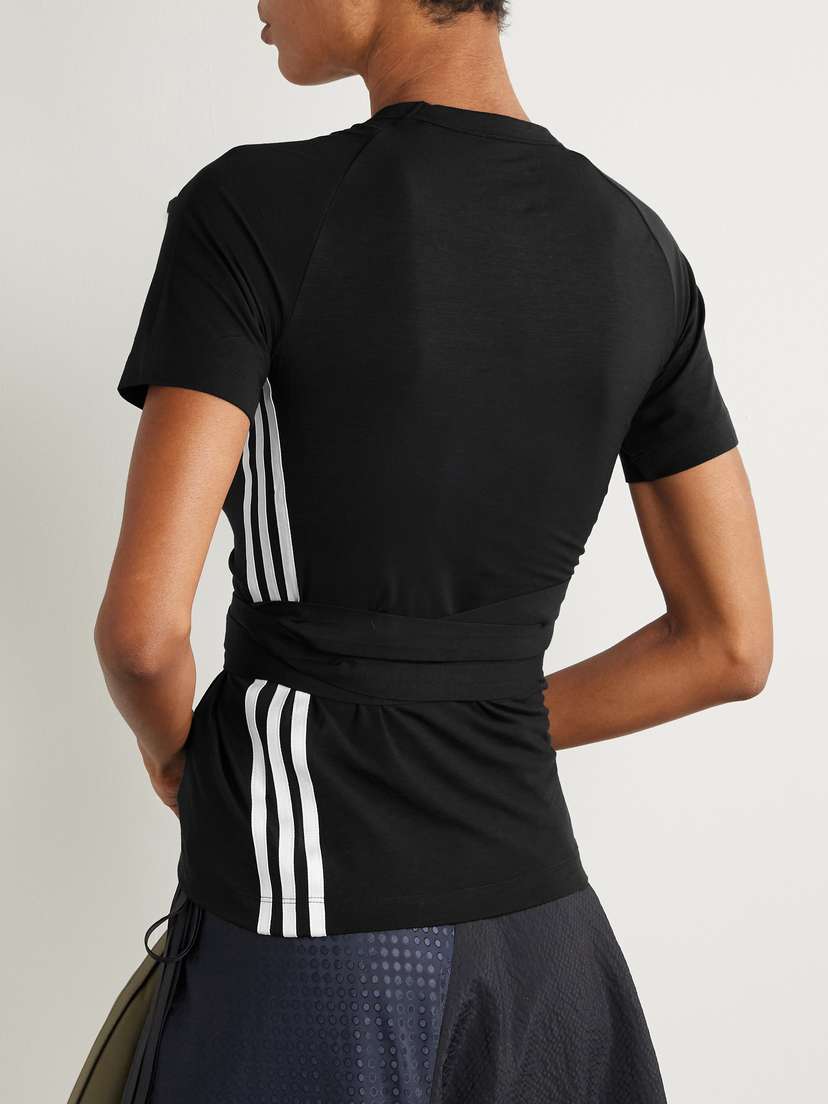 Футболка Y-3 из трикотажа с лиоцеллом в полоску с завязками Adidas Originals, черный — фото 2