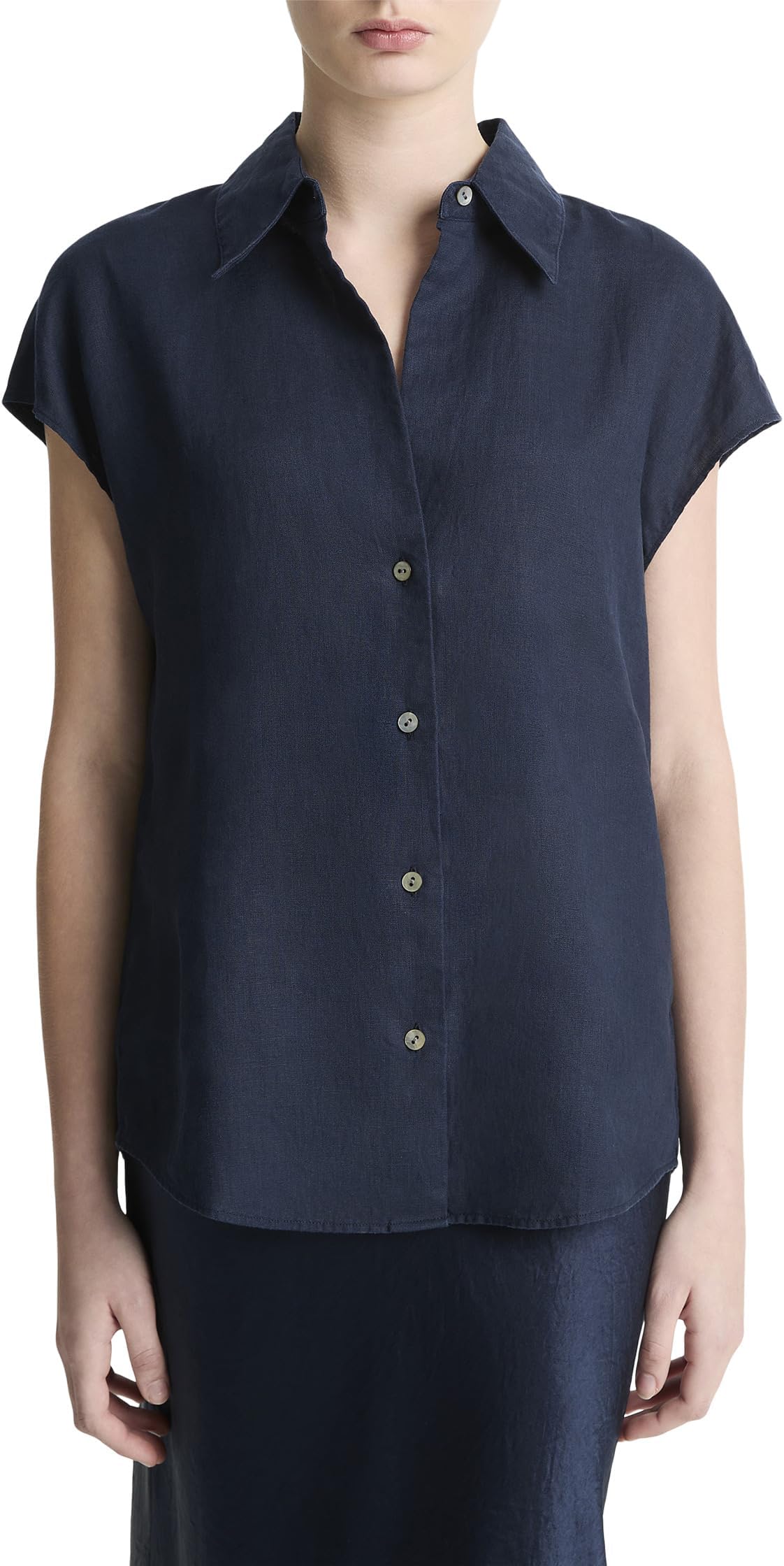 

Блуза Vince Cap Sleeve Button Down Blouse, цвет Coastal Blue