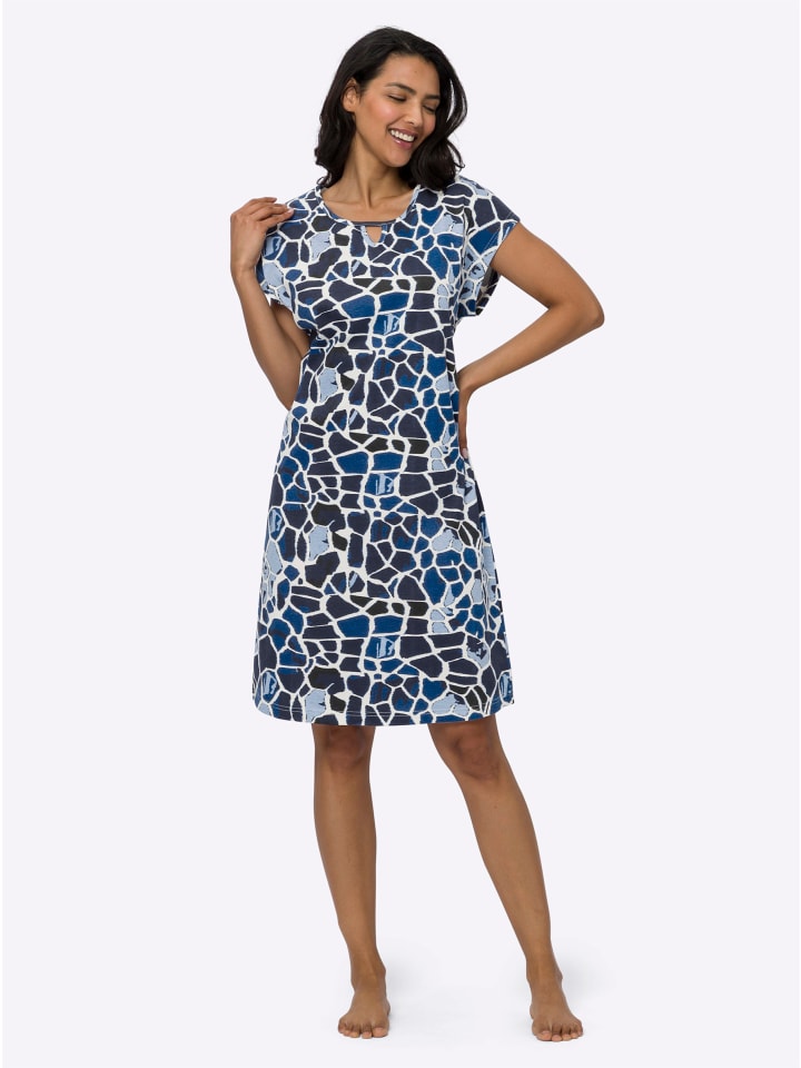 

Летнее платье с принтом цвета шампанского и темно-синего цвета Sieh an!