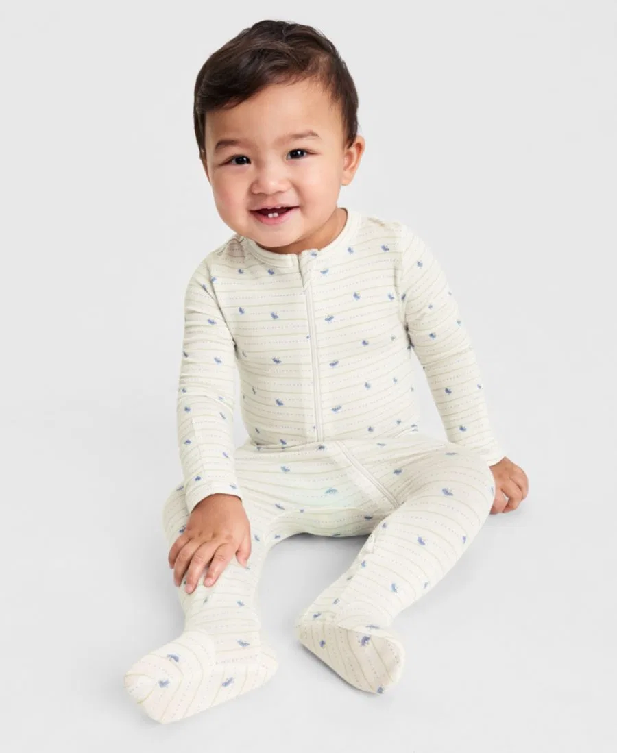 Детский комбинезон Everyday Baby Essentials для мальчиков с принтом птиц и двусторонней молнией First Impressions, серый — фото 2