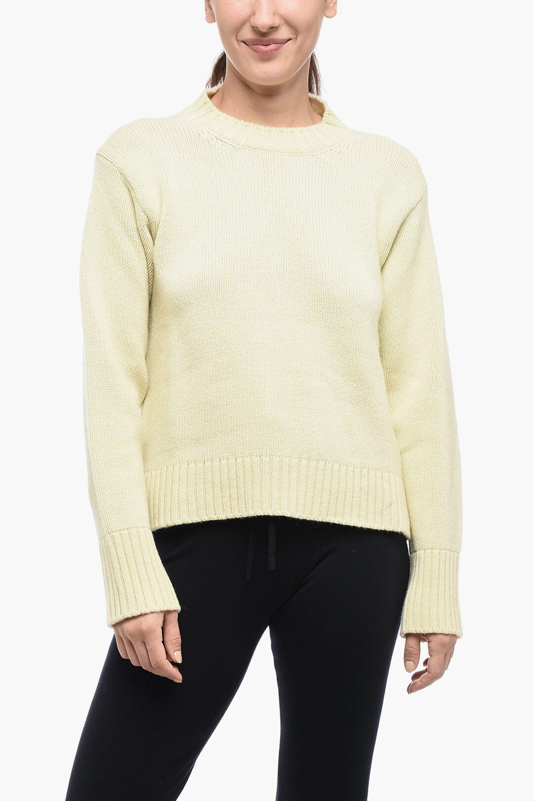 

Свитер с круглым вырезом Jil Sander из смеси кашемира, желтый