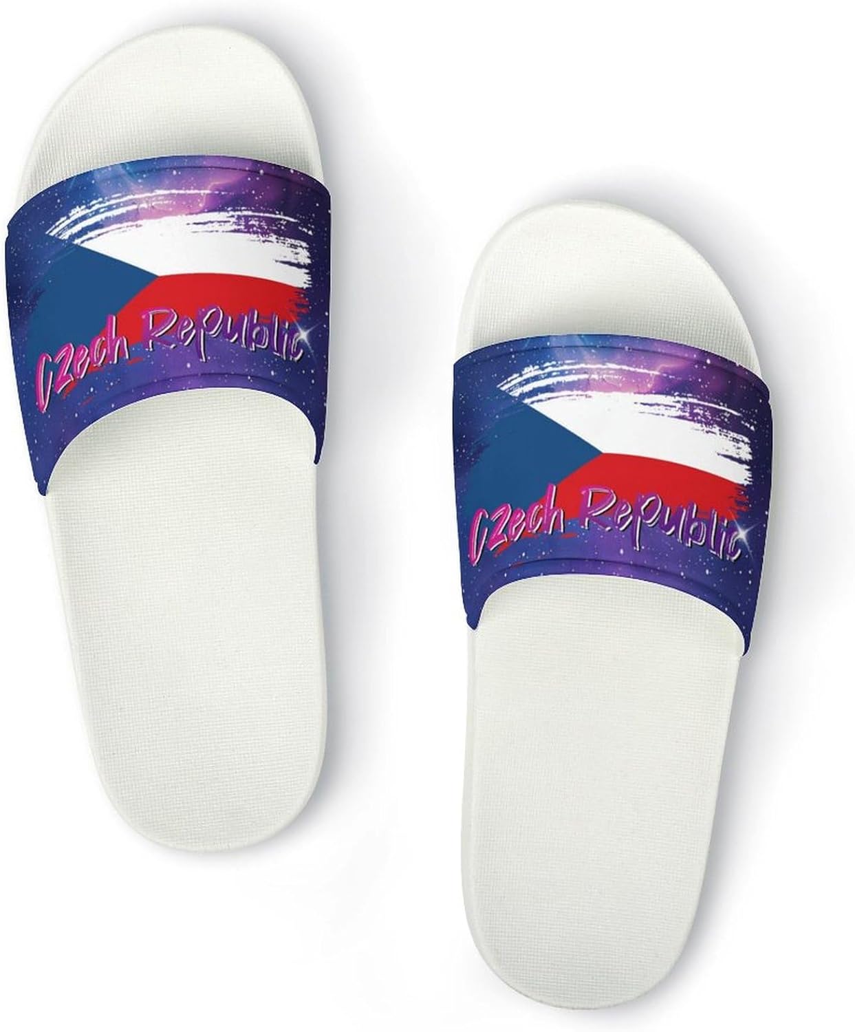 

TSXYHBRKI Блестящая вселенная Галактика Чехия Тапочки для душа Домашние тапочки Быстросохнущие Нескользящие Для ванной и бассейна Женские и мужские PVC, белый