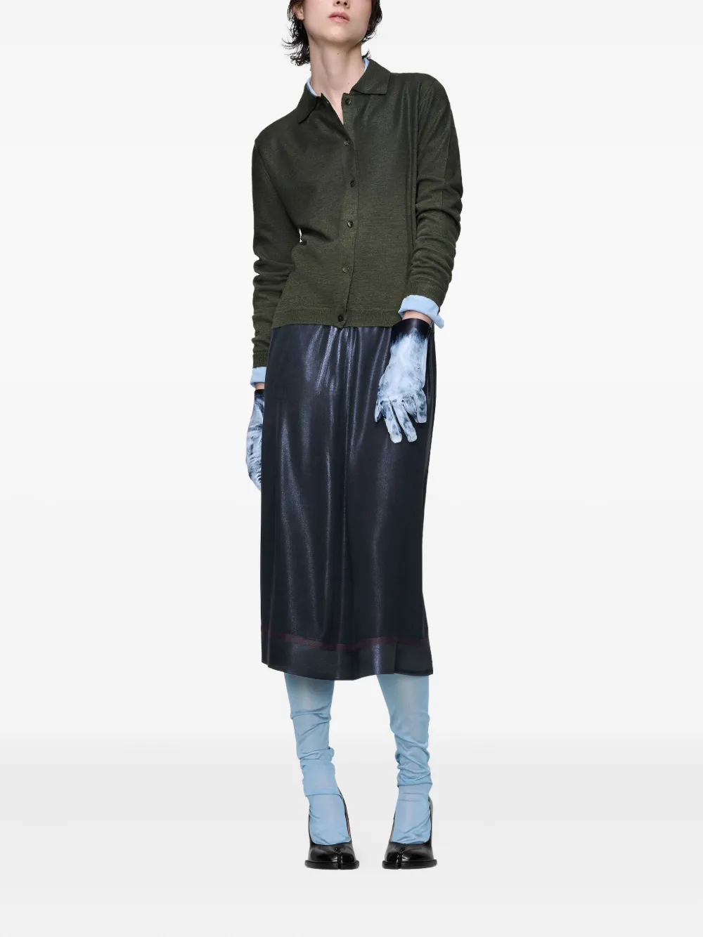Кардиган с отложным воротником и эффектом градиента Maison Margiela, зеленый — фото 2