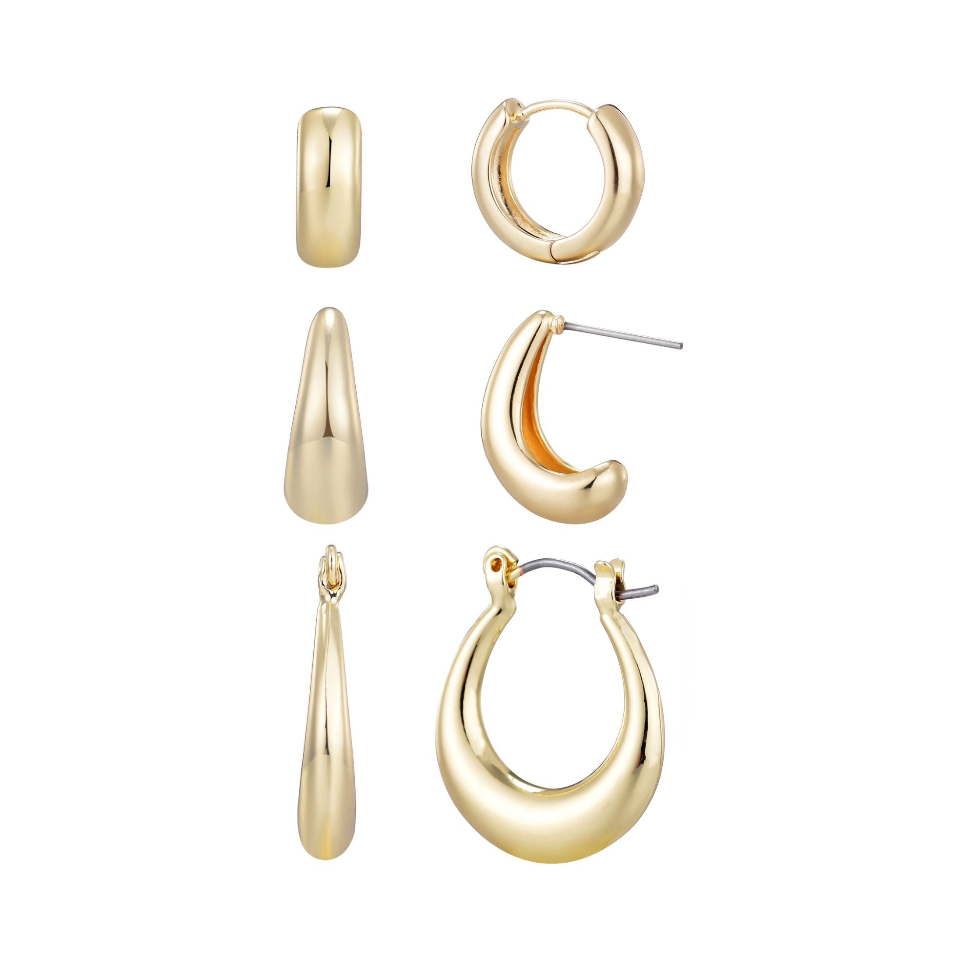 

Комплект из 3 серег-колец, позолоченных 14 карат Adornia, золотой