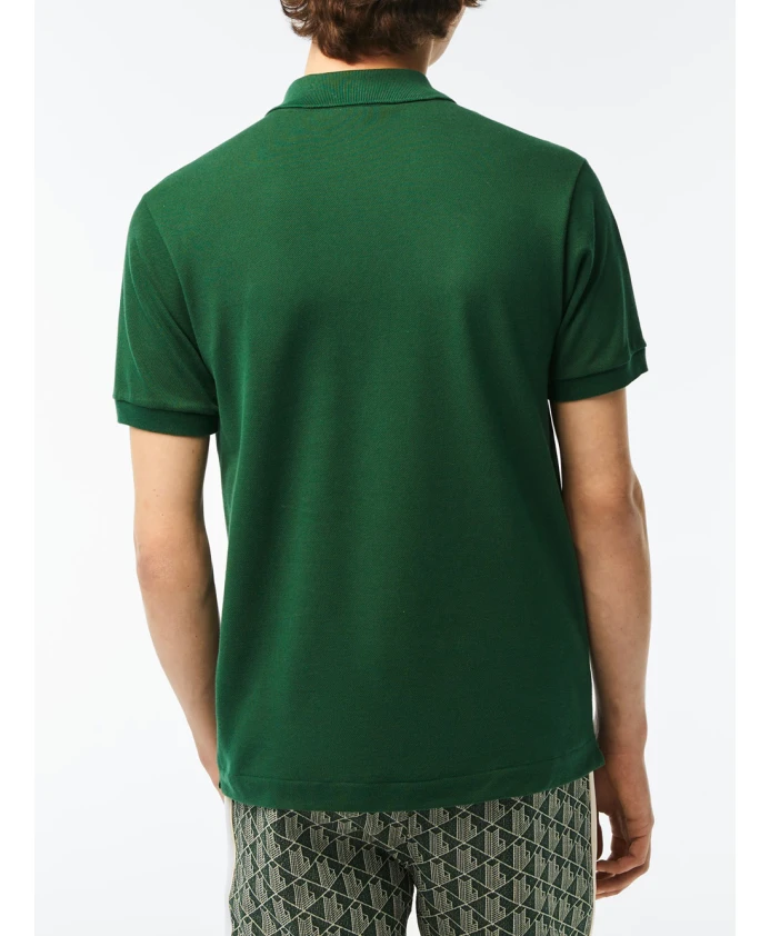 Зеленая рубашка-поло с ребристым воротником Lacoste, зеленый — фото 3