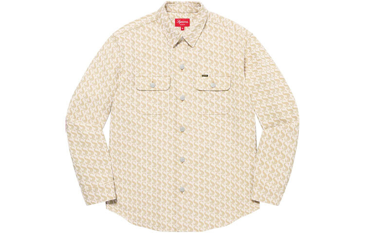 Рубашка Supreme Monogram на пуговицах, бежевый — фото 4