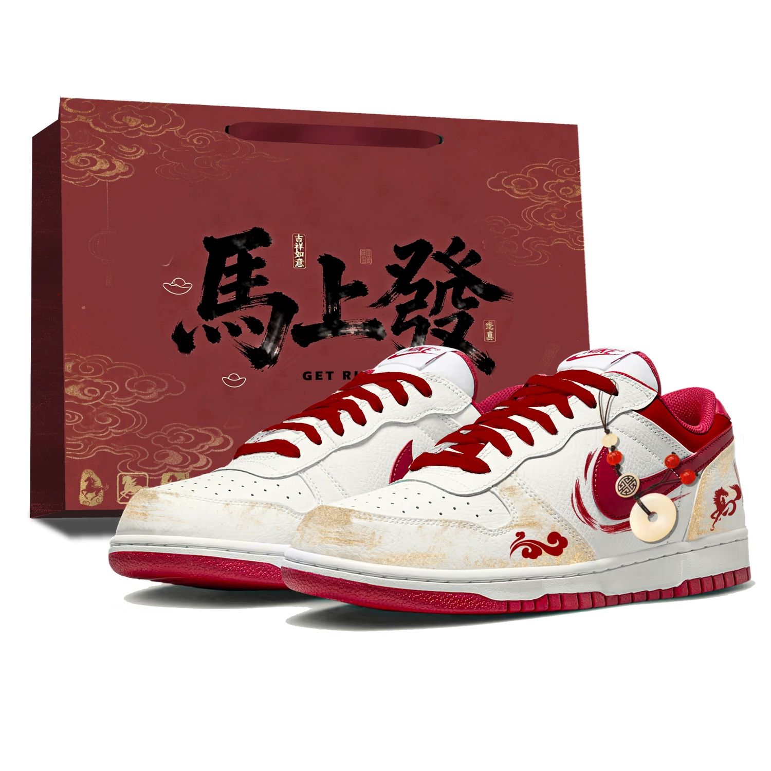 

Nike Кроссовки мужские Big Auspicious Leather Slip Resistant Abrasion Resistant low top skateboard red