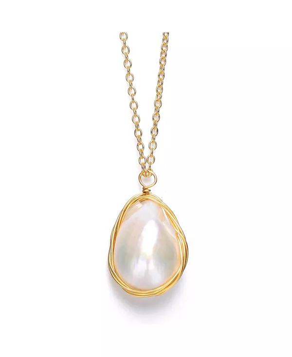 

Ожерелье из настоящего пресноводного жемчуга с серебром 925 пробы Genevive, gold