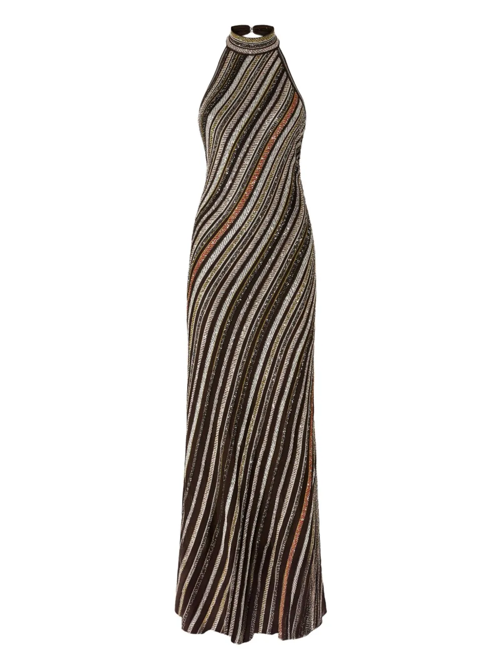 

Полосатое макси-платье с халтернеем Missoni, коричневый