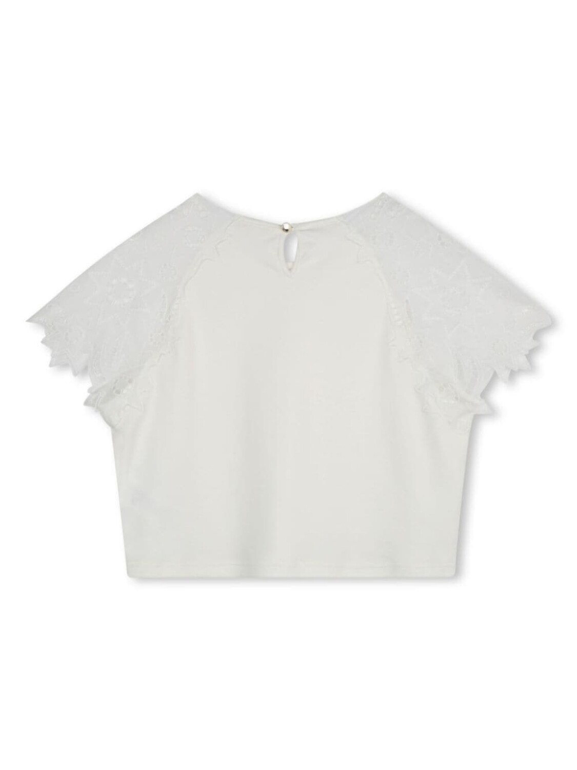 Chloé Kids футболка из органического хлопка с кружевом, белый — фото 2
