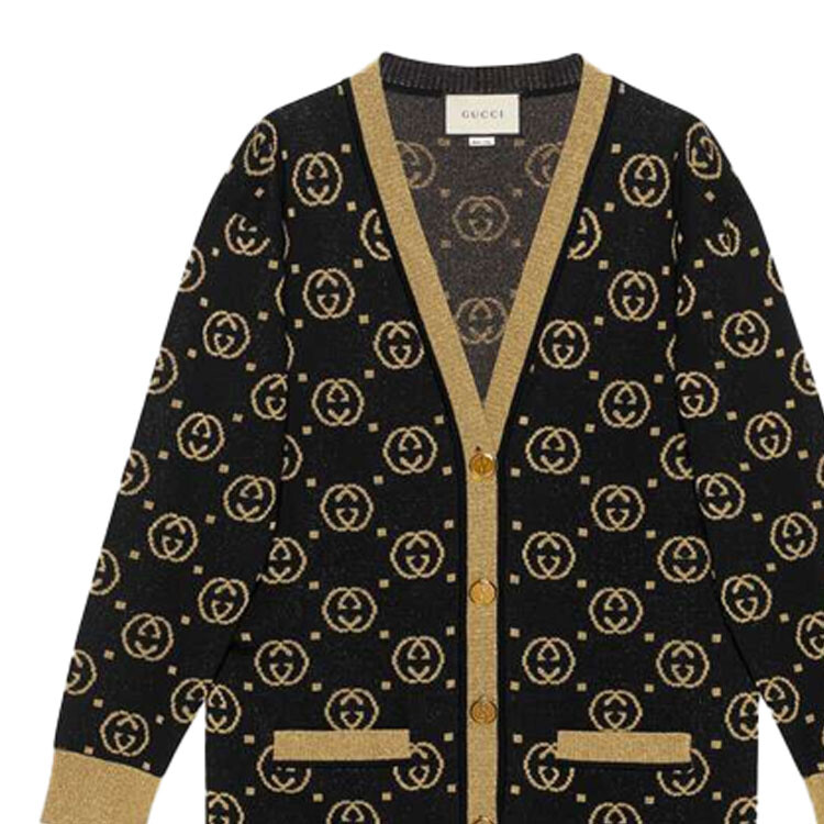 Свитер женский Gucci Классический, с металлическими нитями, черный — фото 3