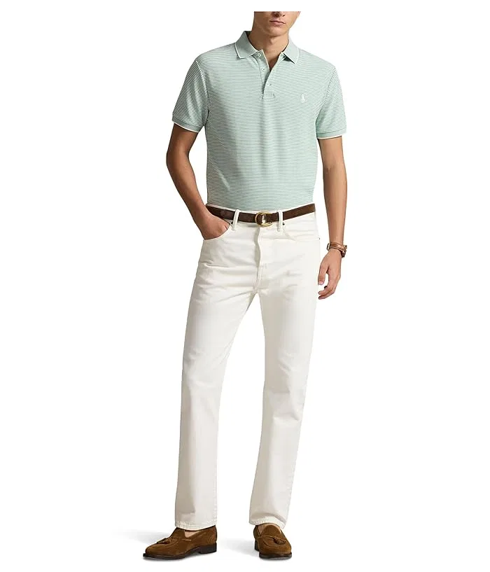 Поло Custom Slim Striped Stretch Mesh Polo Ralph Lauren, Faded Mint/White — фото 2