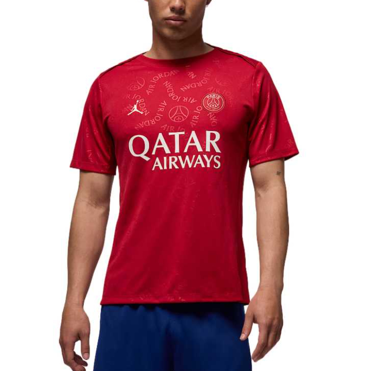 

Футболка Paris Saint Germain Academy Pro Fourth Men's Dri FIT с короткими рукавами для предматчевой разминки Jordan, серо-белый