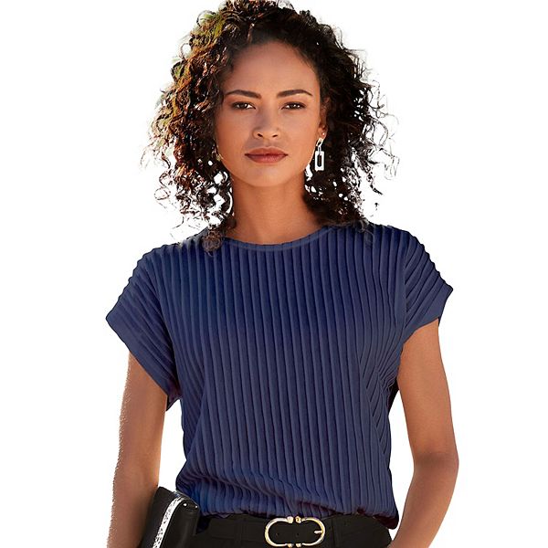 

Женский топ с коротким рукавом и рубчиками Lascana, Blue