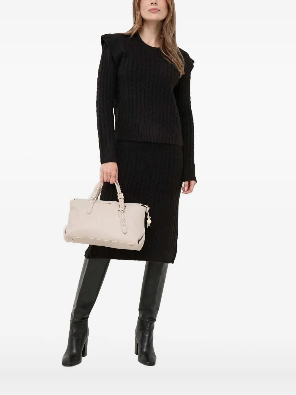 

Свитер фактурной вязки с оборками Silvian Heach, черный