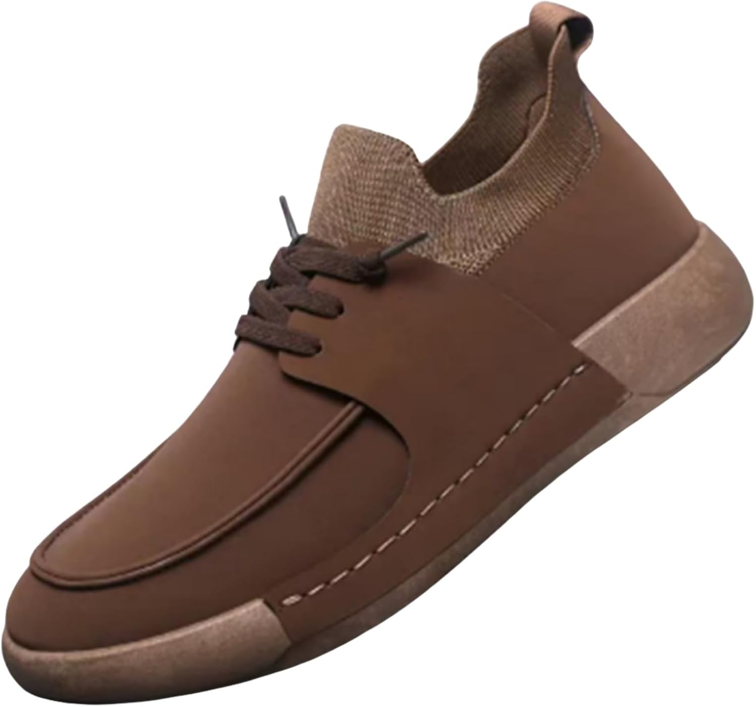 

Мужские слип-он лоферы с эластичным воротником- классическая повседневная обувь с толстой мягкой подошвой, круглый носок и легкий дизайн для повседневного комфорта Lshwcift, коричневый