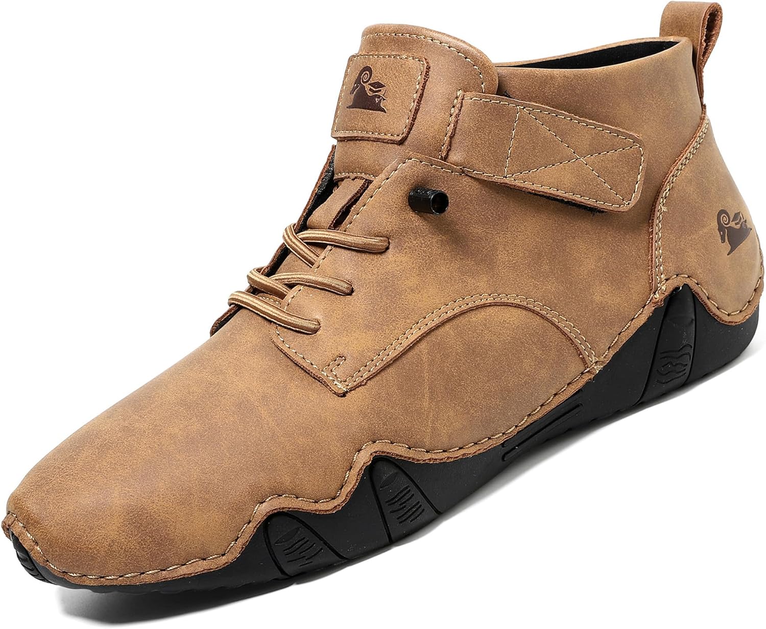 

Мужские повседневные итальянские высокие ботинки ручной работы, слипоны, из замши и кожи, ботинки типа чукка для вождения, на открытом воздухе, с нескользящей подошвой, дышащие, классические туфли Devileyeze, светло-коричневый