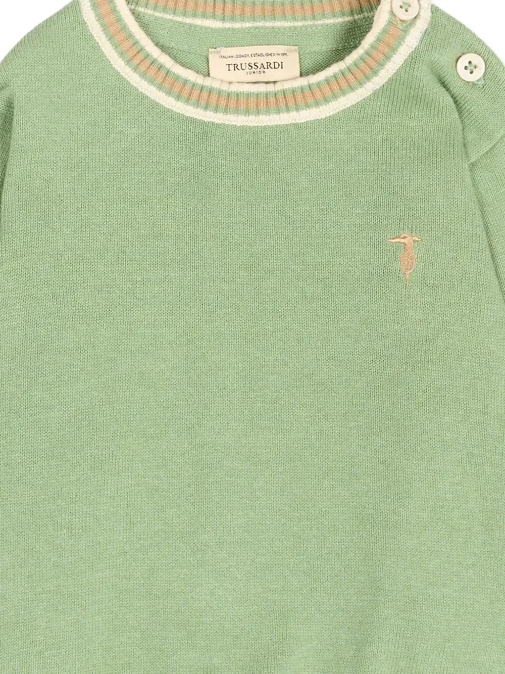 Свитер с вышитым логотипом Trussardi Junior, зеленый — фото 3
