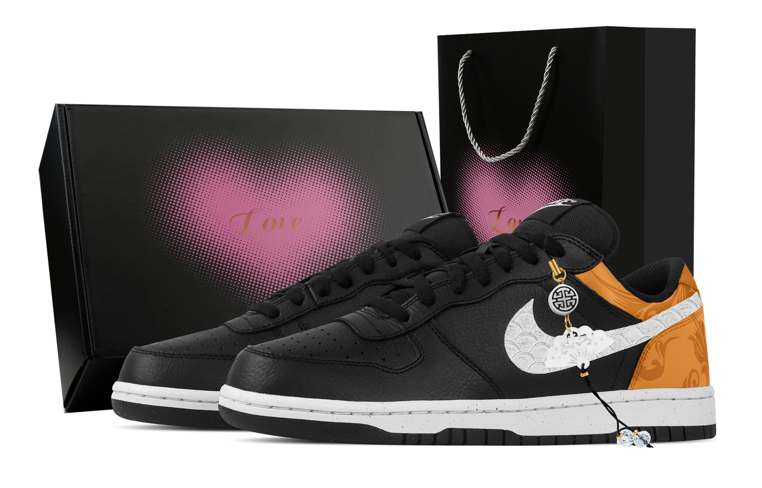 

Большие чернильные окрашенные чешуйки, устойчивые к истиранию дышащие низкие скейтбордские туфли Heart Box, мужские, черный оранжевый Nike, черный оранжевый