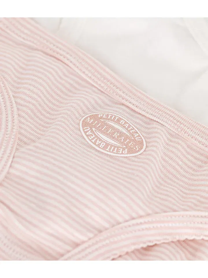 Слипы набор 2 шт хлопок, PETIT BATEAU, розовый/белый — фото 3