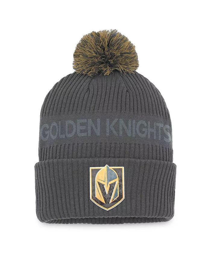 

Мужская темно-серая вязаная шапка Vegas Golden Knights Authentic Pro Home Ice с манжетами и помпоном Fanatics, серый