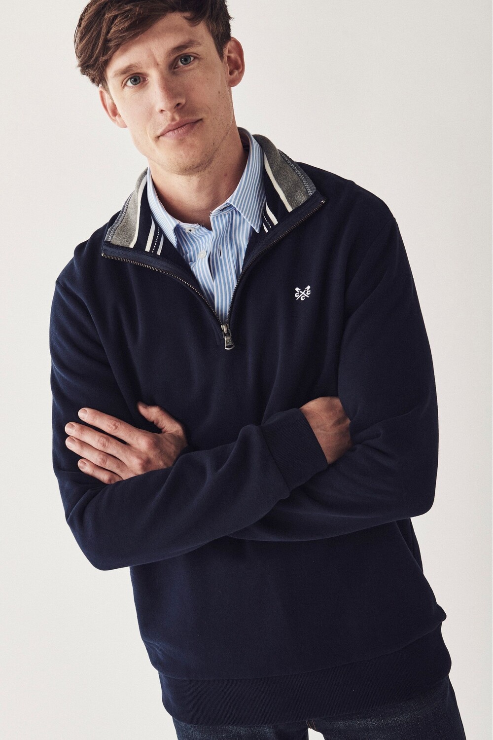 

Синий классический свитер на молнии 1/2 Crew Clothing Company, синий