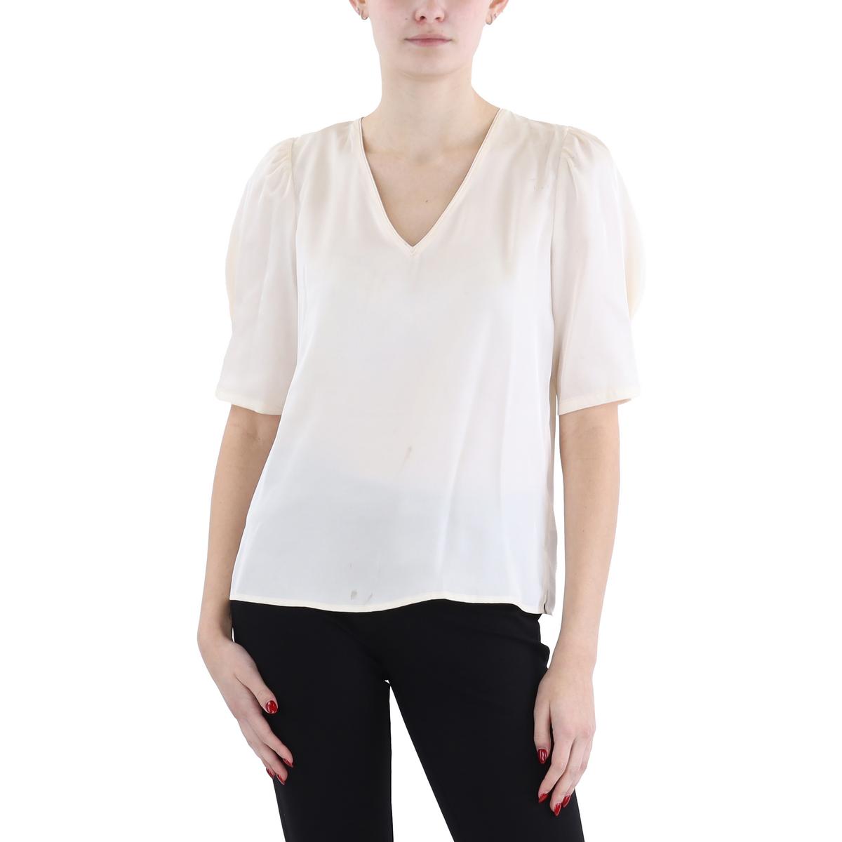 

Женская атласная блузка с рукавами до локтя DKNY, цвет egg nog